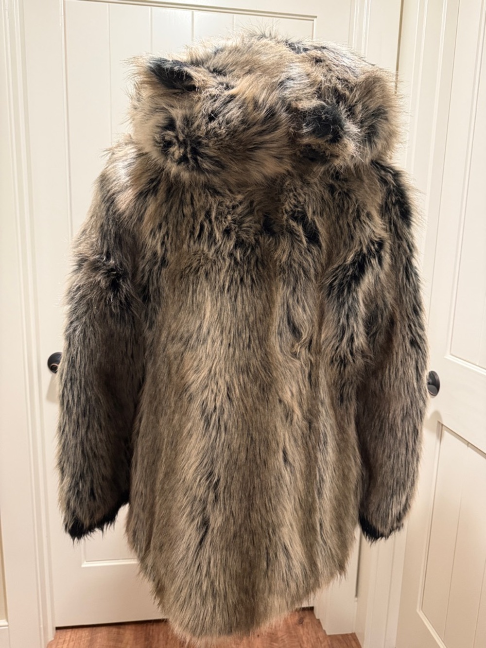 Vintage SPIRITHOODS 2019 Grey Wolf Med Classic Vegan Fur Peacoat Double Breasted - Picture 14 of 17